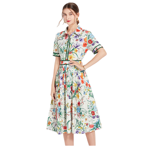 Vestido de Fiesta de Verano 2026 de Alta Calidad para Mujer, Cintura Imperio, Cuello Vuelto, Estampado Floral, Sin Mangas, Antiarrugas, Corte A, Ajustado - Product Image 1