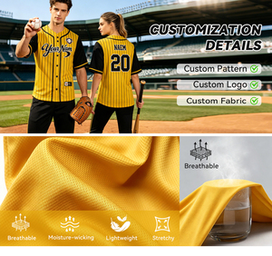 Ensemble d'uniformes de baseball en polyester respirant, maillot de baseball personnalisé pour équipe, évacuation de l'humidité, protection UV, haute qualité, usine OEM - Product Image 3