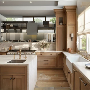 KELEN 2026 Solid <strong>Wood</strong> Modular <strong>Kitchen</strong> <strong>Cabinets</strong> with Flat and Shaker Doors Factory Direct White Oak <strong>Kitchen</strong> <strong>Cabinets</strong> - Product Image 1