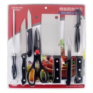 Conjunto de facas de cozinha popular por atacado, conjunto de facas de negócios de 8 peças, conjuntos de facas de sucção dupla face em aço inoxidável, atacado local