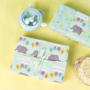 Rollo de Papel de Regalo Impermeable y Reciclable con Estampado de Elefantes, para Baby Shower, Regalo de Bienvenida para Bebés Recién Nacidos - Product Image 3