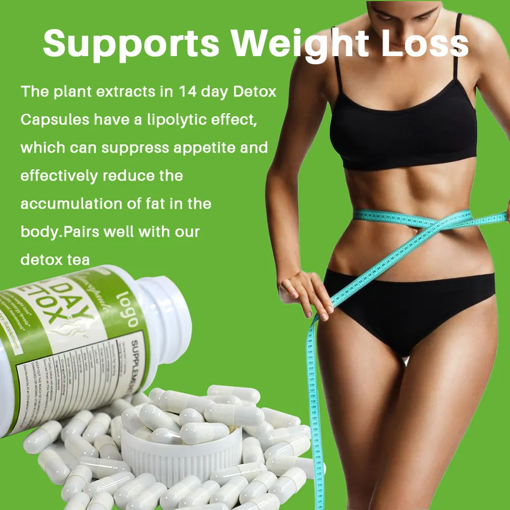 Support Customization Natural Herbal Green Natural 14 day detox Slimming Pills Capsules for weight loss