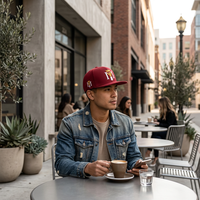 Op maat gemaakte logo rode bordeauxrode Oxford Dobby 3D reliëf geborduurde kroon platte klep hiphop streetwear verstelbare snapback pet