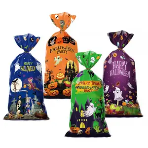 Cadılar bayramı selofan çanta özel bisküvi plastik şeker hediye çantası hile veya tedavi el yapımı DIY çanta cadılar bayramı dekorasyon
