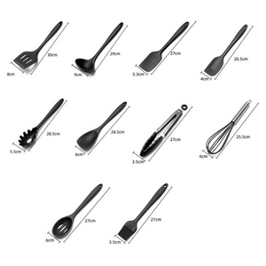 Fournisseur chinois vend un ensemble de 10 ustensiles de cuisine en silicone de haute qualité, ensemble d'ustensiles de cuisine en silicone - Product Image 5