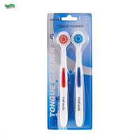 Grattoir à langue en plastique pour adultes avec brosse à poils en nylon, antidérapant et réutilisable pour une haleine fraîche, hygiène buccale quotidienne, utilisation à domicile et en voyage