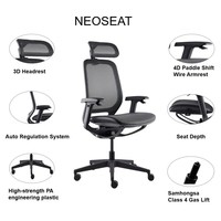 Chaise de bureau exécutive ergonomique en mesh GTChair Premium, accoudoirs 4D, appuie-tête 3D auto-adaptatif, inclinaison automatique, pour bureau à domicile, certifiée BIFMA