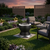 Table de foyer extérieur 2-en-1 en acier inoxydable noir pour camping, randonnée et jardin