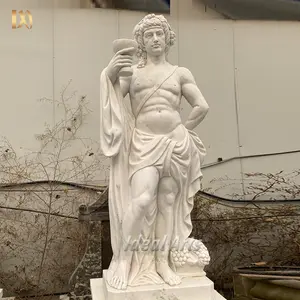 Estilo ocidental grande decoração de casa jardim, mármore, deus grego, dionysus nude estátua masculina, esculturas para o ar livre