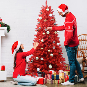 CHRISMAS TREE BER 6FT PVC albero rosso Mini 180cm in piedi albero artificiale Pre-illuminato ago di pino di alta qualità per decorazioni esterne - Product Image 1