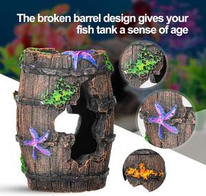 CousDUoBe Decoraciones de <span class=keywords><strong>Acuario</strong></span> con Forma de Barril <span class=keywords><strong>Roto</strong></span> y Estrella de Mar Pintadas con Textura para Peces Betta, Accesorios para Acuarios, 1 Barril + <span class=keywords><strong>Acuario</strong></span> - Product Image 4