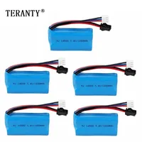 1-5 buah 7.4V 1200mAh baterai Lipo 14500 SM untuk mainan listrik air peluru pistol mainan 7.4V baterai isi ulang kendaraan RC mainan