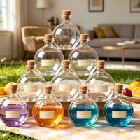 Bouteilles en verre sphériques de 250 ml avec bouchon en liège, flacons ronds pour potions, bouteilles de vin décoratives, pots sphériques en verre pour sable