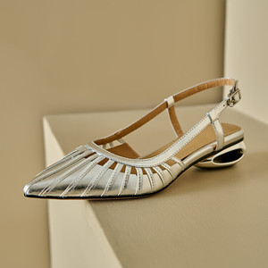 3CM di lusso di alta qualità Chaussures Pour Femmes Chic Slingback Casual sandali <span class=keywords><strong>oro</strong></span> tacchi bassi per le signore - Product Image 2