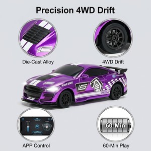 <span class=keywords><strong>Voiture</strong></span> RC miniature en alliage 1/64, 4 roues motrices, drift, contrôle par application 2.4G, corps en métal moulé sous pression, 60 minutes d'autonomie, jouet télécommandé pour enfants et adultes - Product Image 2