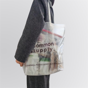 Túi tote lớn trong suốt cá nhân hóa, dùng đi biển, mua sắm, tái sử dụng, in logo tùy chỉnh, chất liệu nhựa <span class=keywords><strong>PP</strong></span> dệt trong suốt - Product Image 1