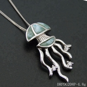 Offre Spéciale Mode Vie Marine Bijoux En Argent Naturel Larimar Poulpe Pendentif - Product Image 2