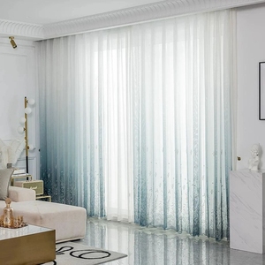 Cortinas Transparentes Bordadas de Poliéster con Diseño de Hojas y Color Degradado, Venta al Por Mayor de Fábrica - Product Image 4