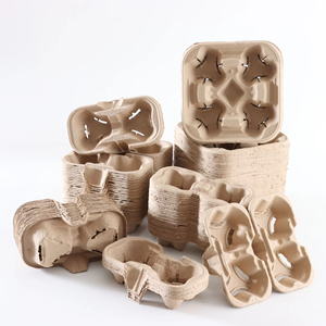 Portavasos de fibra de pulpa compostable duradero de 4 tazas Portador de bandeja de servicio de entrega <span class=keywords><strong>Uber</strong></span> <span class=keywords><strong>Eats</strong></span> con opciones de 2 y 6 tazas - Product Image 6