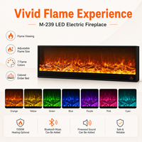 Cheminée électrique à insert LCD personnalisée en usine, avec chauffage intégré, construction métallique LED, pour hôtel et usage domestique, télécommande anglaise, OEM/ODM