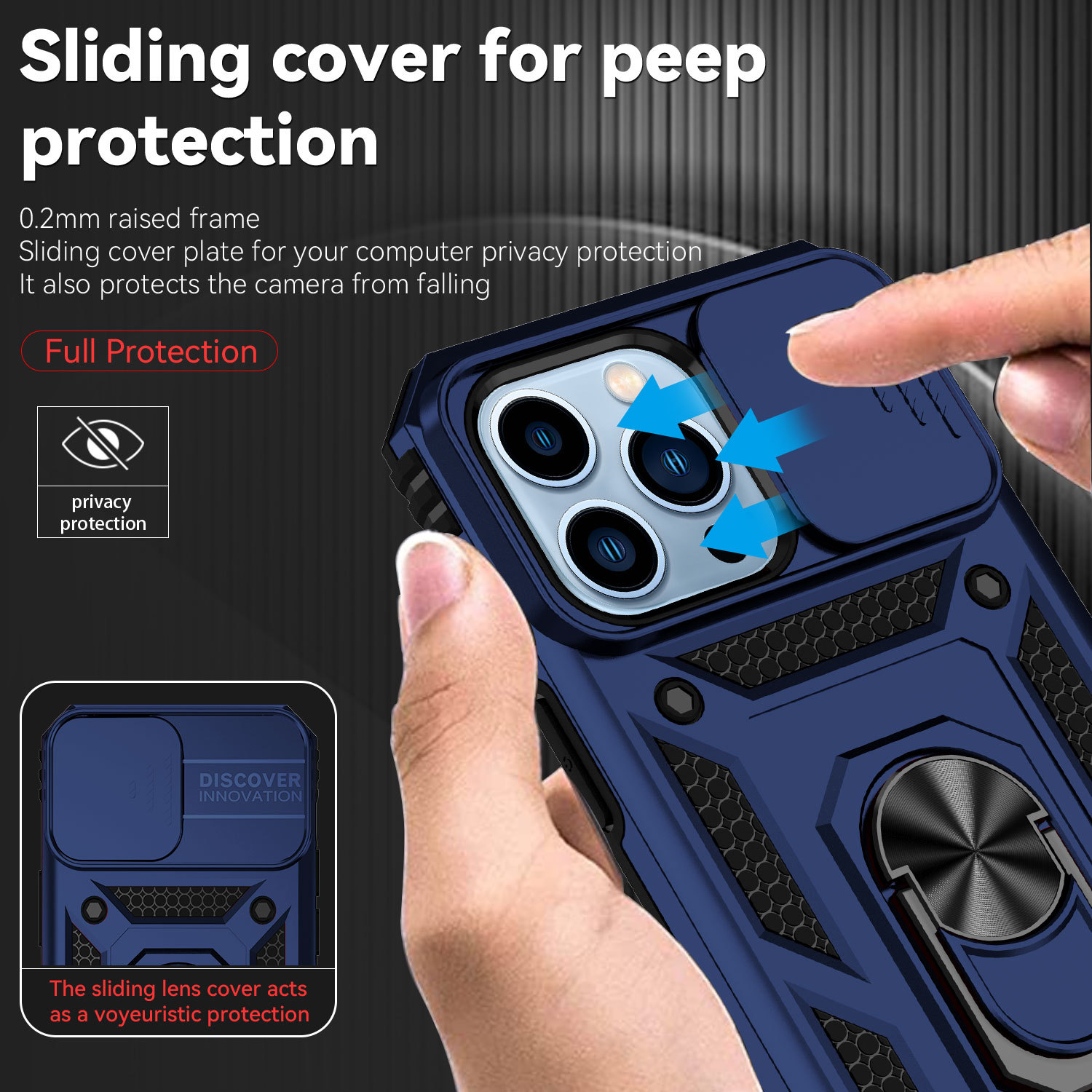 LeYi Mobile Phone Accessories Back Cover With Camera Ring Holder Shockproof Armor Phone Case for Iphone 17 14 13 15 12 Pro Max · image 2