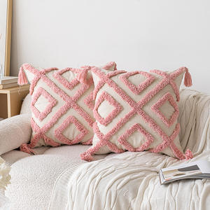 New Trendy Pink Tufted Sofa <b>Cushion</b> 45x45cm Heart Pattern PV Fleece Embroidery Home Decor Pillow With Insert - Product Image 3