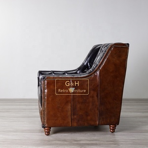 Meubles Style Ferme Américaine Longs Vintage Cuir Chesterfield Fauteuil Cuir <span class=keywords><strong>Club</strong></span> - Product Image 3