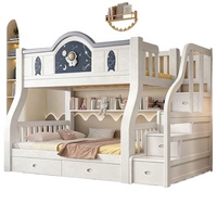 Hochwertiges Modernes Massivholz-Etagenbett für Kinder Multifunktionales Hoch-Niedrig-Doppelbett für Apartment, Schlafzimmer und Wohnheim