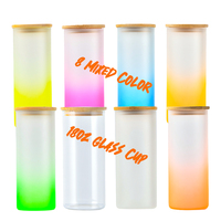 Entrepôt aux États-Unis, vente en gros, gobelet droit en verre avec eau potable dépolie dégradée de 18oz avec couvercle en bambou par sublimation