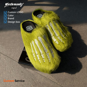 High quality men's and women's shoes, printed embroidery, outdoor flat slippers, non slip cork fur slippers - Product Image 6