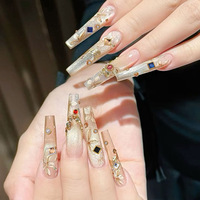 Nouvel ensemble de 12 pièces pour ongles en résine et alliage 3D, motifs fleurs, nœuds, bordures bonbon et diamants