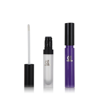 Vente en gros de flacons cylindriques en plastique vides pour soins de la peau et maquillage, 8 ml et 15 ml, transparents givrés violets, pour gloss à lèvres