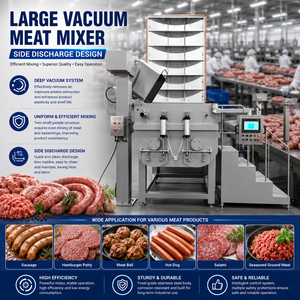 Mélangeur à viande industriel haute capacité, machine de mélange sous vide <span class=keywords><strong>pour</strong></span> la viande hachée, le poulet, les aliments <span class=keywords><strong>pour</strong></span> animaux et la fabrication de saucisses - Product Image 1