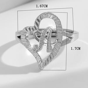 Прямая поставка, эмалевые кольца с A-Z буквами в стиле хип-хоп, модные ювелирные изделия, подарки на заказ, инициалы, письмо, сердце, регулируемое кольцо - Product Image 3