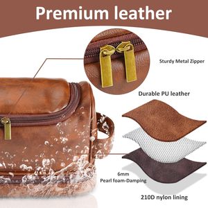 Sac <span class=keywords><strong>de</strong></span> toilette en cuir personnalisé gravé <span class=keywords><strong>pour</strong></span> <span class=keywords><strong>homme</strong></span> - Design rectangulaire uni <span class=keywords><strong>pour</strong></span> papa, mari, garçons <span class=keywords><strong>d</strong></span>'honneur - Product Image 3