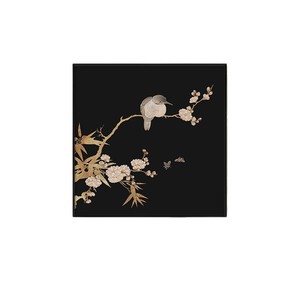 Peinture décorative sur toile à l'huile encadrée, motif floral et oiseau, cadre noir rectangulaire, pour salon, chambre à coucher, bureau, salle à manger - Product Image 5