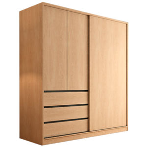 Nordic Sliding Door Wardrobe <b>Light</b> Luxury Solid Wood Style Complete Storage Bedroom Furniture <b>Space</b> Saving Design - Product Image 5