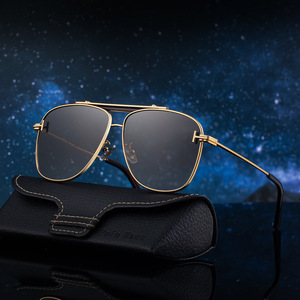 Lunettes de soleil aviateur pour hommes, protection UV400, monture PC, verres noirs, style pilote, utilisation en extérieur - Product Image 5