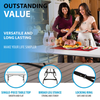 Table à manger pliable moderne en plastique léger pour événements extérieurs - Blanc