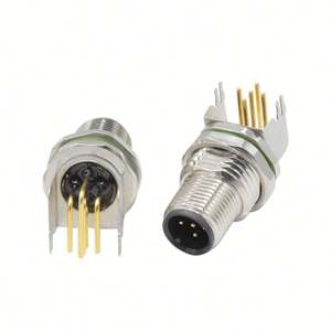 Connecteur mâle étanche M12 PCB 4 broches IP67 avec connecteur étanche en métal de type DIN 4P - Product Image 2