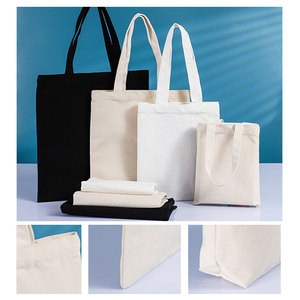 <strong>Zippered</strong> Cotton Canvas <strong>Tote</strong> <strong>Bag</strong> - Long Ribbon Handle Reusable Grocery Shopping <strong>Bag</strong> Customizable Size for Bulk Order - Product Image 3