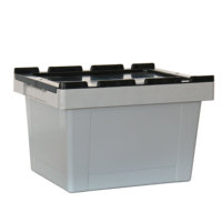 Conteneurs de stockage en plastique industriels avec couvercle intégré, boîtes empilables recyclables pour la logistique, applications multi-usages