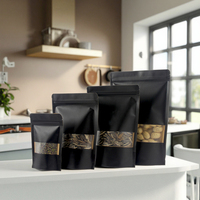 Sachets Doypack en Papier Kraft Noir de Luxe, Écologiques, Recyclables et Réutilisables, pour Emballage Alimentaire, avec Fermeture Auto-Adhésive, pour Aliments et Sucre