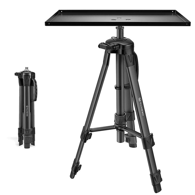 Vankyo TP20 Black Portable Aluminum Tripod Projector Stand Versatile Adjustable Height Durable Easy Setup Projector Stand