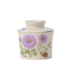 Plat à beurre en céramique sur le thème de l'escargot de chrysanthème rose pour un <span class=keywords><strong>d</strong></span>écor de cuisine élégant et rustique pour un pot de rangement en céramique - Product Image 2