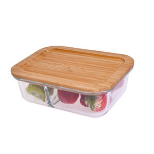 Boîtes de préparation des repas en verre borosilicate haute résistance avec séparateur, stockage alimentaire rectangulaire avec couvercle en PP et <span class=keywords><strong>joint</strong></span> en silicone - Product Image 6