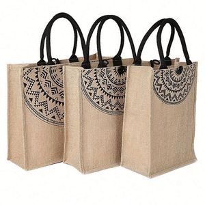 Sac en jute tendance fabriqué en Chine, sac en jute personnalisé avec logo imprimé, sac fourre-tout en jute de haute qualité, sac de shopping en jute - Product Image 1