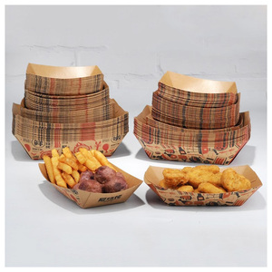Barquette en papier kraft personnalisée, jetable, de qualité alimentaire, longue, avec revêtement PE, pour snacks, hot-dogs, nuggets de poulet, ailes de poulet, 4oz, 10oz, 13oz, 23oz - Product Image 5