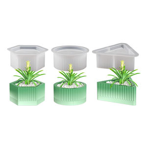 3D barato elaborado fácil fino línea Vertical superficie trigonometría forma silicona DIY resina olla jarrón vela tarro molde - Product Image 4