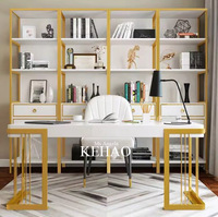 Bureau d'ordinateur de luxe populaire pour le bureau à domicile, design moderne, bureau d'étude, dessus blanc ou noir, cadre en métal brillant